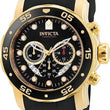 Invicta Mens PRO DIVER SCUBA Chronograph Gold Tone Black Dial Strap Watch 6981