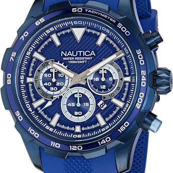 Nautica Chrono Blue Silicone Strap Watch 46mm Stainless steel NAPNSF305 NST