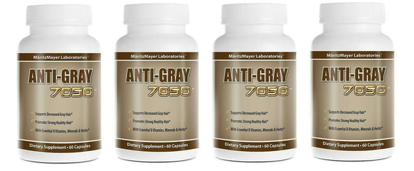 4 Bottles Anti Gray Hair 7050 Restore Natural Hair Color Supplement 60 Capsules