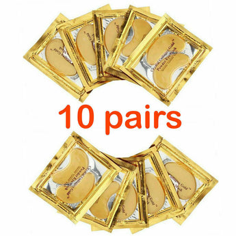 10 Pairs 24K Gold Anti Aging Dark Circle Crystal Collagen Eye Patches Pad Mask