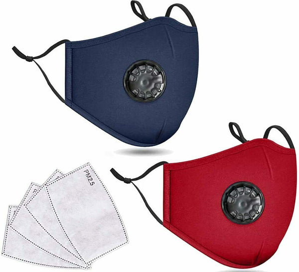 2 Cotton Face Mask With 2 Filters Washable Reusable Activated Carbon respirator
