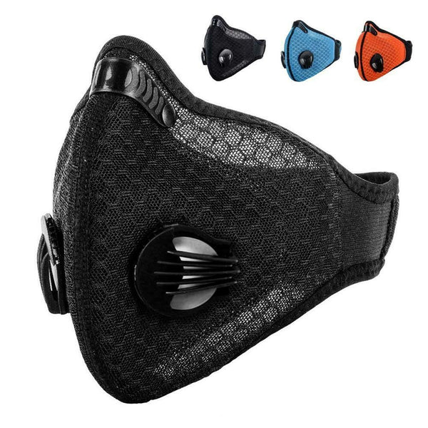 Reusable Face Mask With Active Carbon Filter Breathing Valves Cycling Mesh