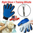 Pet Grooming Glove Dog Cat Gentle Deshedding Hair Fur Removal + Training Whistle