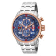 NEW Invicta Aviator Men's18K Rose Gold Plated Blue Dial Tachy S.S Chrono Watch