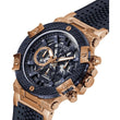 Guess Men's Rose Gold-Tone Navy , Silicone Strap, Multi-Function 46 MM