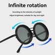Adjustable Tint Sunglasses, 1-9 Gears Rounded Polarized Glasses with ND Filter