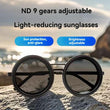 Adjustable Tint Sunglasses, 1-9 Gears Rounded Polarized Glasses with ND Filter