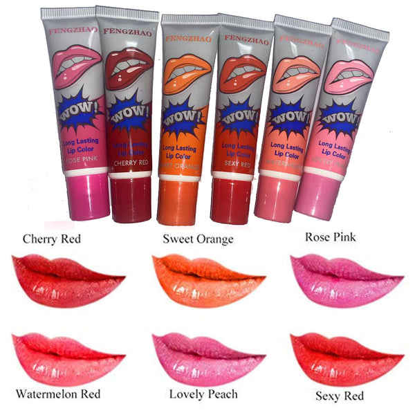 FENGZHAO 6 Colors Lip Stain Tattoo Magic Color Peel Off Mask Tint Long Lasting Waterproof