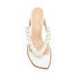 Stuart Weitzman Goldie 50 Sandal Embellished Leather BlockHeel Thong Sandals 8 B
