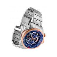 NEW Invicta Aviator Men's18K Rose Gold Plated Blue Dial Tachy S.S Chrono Watch