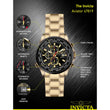 Invicta Men's Aviator Analog Quartz Chronograph Watch 50MM Case Gold Black Dial