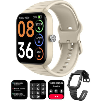 Smart Watch with Alexa Built-in Answer/Make Calls Fitness H.Rate - Cyber beige