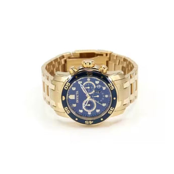 Invicta Pro Diver Scuba 18kt Gold Plated Steel Chronograph Blue 48mm Watch New