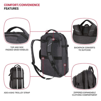 SwissGear Hybrid Travel Laptop Backpack 22 in - Heather Gray
