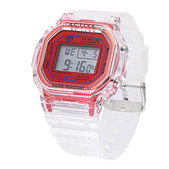 Activa Retro X Invicta Men's Digital Watch 44.5mm Transparent Red