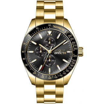 Invicta Men's Aviator Quartz Black Dial Gold-Tone Stainless Steel Watch