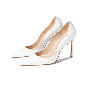 Stuart Weitzman Womens Stuart 100 Scallop Pump White 8.5 B