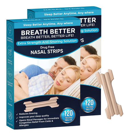 Breath Better 240 Small Tan Nasal Strips, Extra Strength Anti Snoring Solution