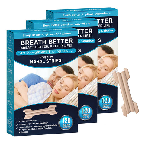 Breath Better 360 Small Tan Nasal Strips, Extra Strength Anti Snoring Solution