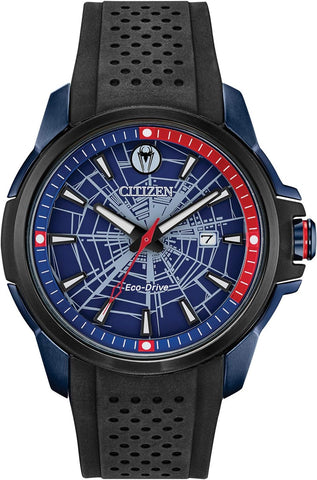 Citizen Eco-Drive Marvel Men's Watch, Stainless Steel with Polyurethane Strap, Spider-Man Black