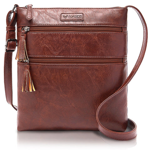 Brown Crossbody Handbag for Women, Medium Size, Zipper Pocket (Lea)