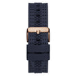 Guess Men's Rose Gold-Tone Navy , Silicone Strap, Multi-Function 46 MM