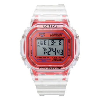 Activa Retro X Invicta Men's Digital Watch 44.5mm Transparent Red