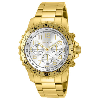 Invicta Men's 45mm Specialty Pilot Chronograph Silver Dial Gold Tone Watch 11369