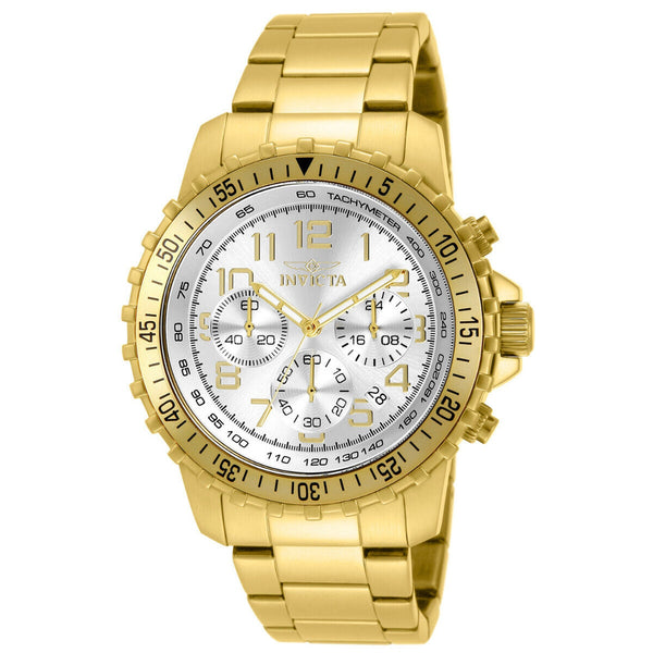 Invicta Men's 45mm Specialty Pilot Chronograph Silver Dial Gold Tone Watch 11369