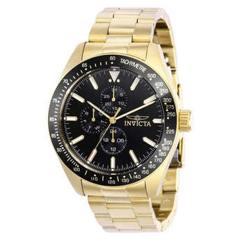 Invicta Men's Aviator Quartz Black Dial Gold-Tone Stainless Steel Watch