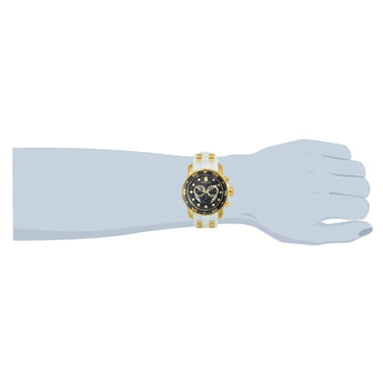 Invicta Mens Pro Diver SCUBA Chronograph 18Kt Gold Black Dial White Strap Watch