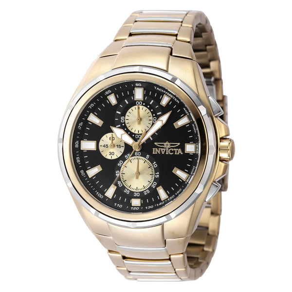 Invicta Sea Vulture Men's Watch - Quartz 46Mm Chron, Black Dial Gold, Steel