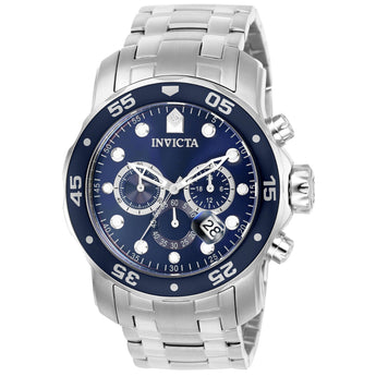 Invicta Men'S Pro Diver Collection Chronograph Watch BLUE DIAL Silver Tone 200M