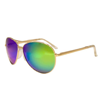 JiMarti P16 - No Tangle - Polarized Aviator Mirrored Sunglasses Gold/Emerald