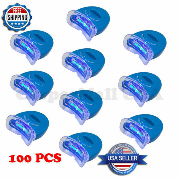 100 Pcs LED Blue White Mouth Teeth Bleaching Whitening Light with Batteries
