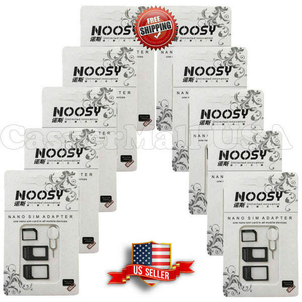 Nano SIM Card Adapter to Micro Standard Converter Set Fit iPhone 5 4S 4 Black 10