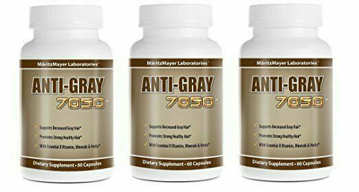3 Pack Anti Gray 7050 Hair Saw Palmetto Catalase Max Strength Dietary Supplement