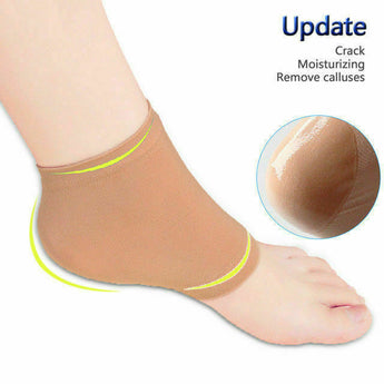 2 Pairs Vented Heel Socks Dry Pain Relief Foot Care Moisturizing Silicone Gel