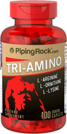 TRI-AMINO L-Arginine L-Ornithine L-Lysine Workout Stamina Supplement 100 Caplets.