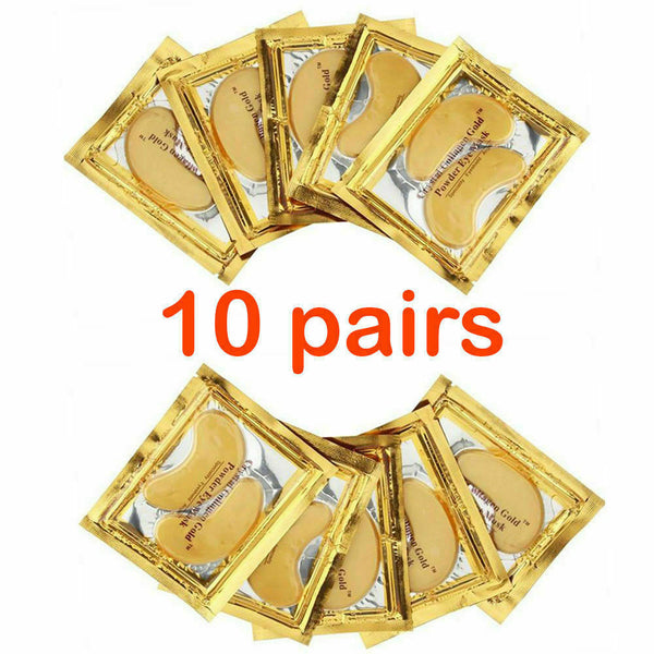 10 Pairs 24K Gold Anti Aging Dark Circle Crystal Collagen Eye Patches Pad Mask