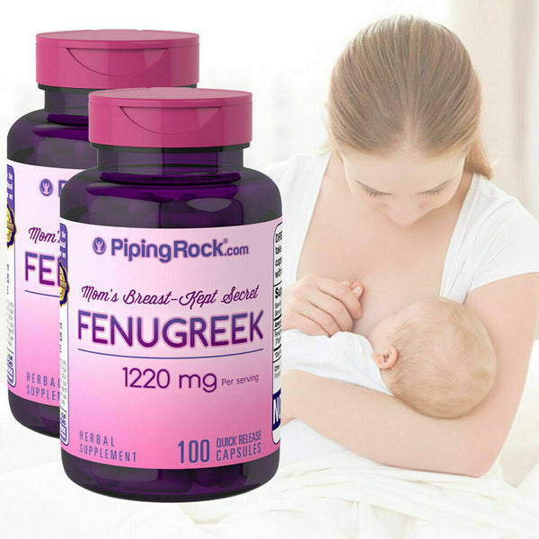 2 Bottles Fenugreek 1220mg Moms Mothers Natural Breast Milk Herbal Supplement