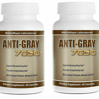 2 Pack Anti Gray 7050 Hair Saw Palmetto Catalase Max Strength Dietary Supplement