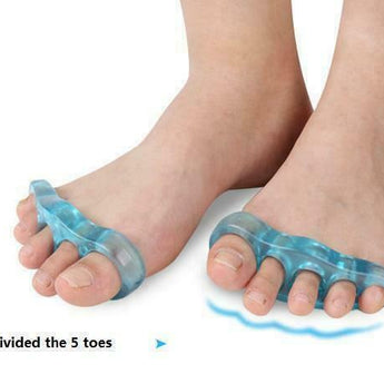 2 PCS Gel Toe Separator Orthotics Stretchers Align Overlapping Hammer Toes Blue.