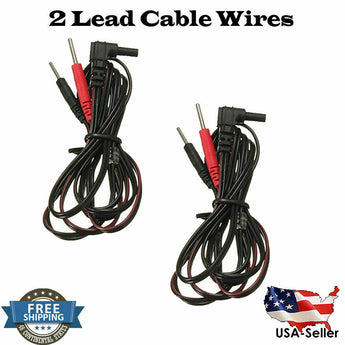 2 Pcs Electrode Lead Cable Wires for 10 TENS 2500 3000 7000 EMS 7500 TWIN STIM