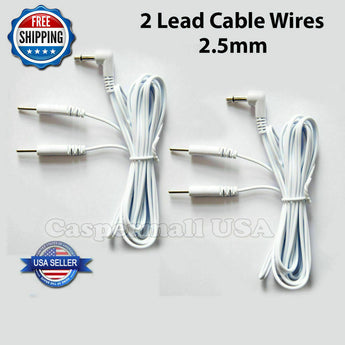 One Pair Reusable Electrode Lead Cables Wires for Digital Massager TENS 2.5mm