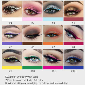 12 Colors Liquid Assorted Long Lasting Waterproof Make Up Matte Eyeliner Set