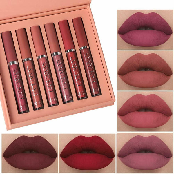 6 Colors Long Lasting Velvet Lips Tint Liquid Lipsticks Waterproof Non-Stick A