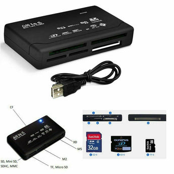 USB 2.0 High-Speed Mini 26-In-1 Black Memory Card Reader for CF XD SD MS SDHC