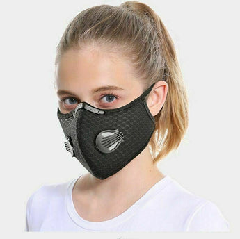 Reusable Face Mask With Active Carbon Filter Breathing Valves Cycling Mesh