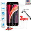 3 Pack Tempered Glass Screen Protector for iPhone 13 12 11 Pro Max XR XS 8 Plus